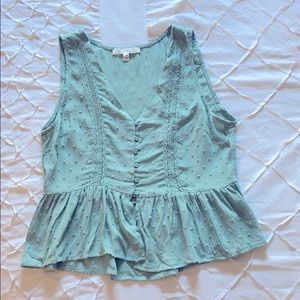 Pink Lily Amusing Love sage green peplum tank